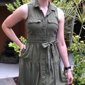 Military-inspired button front dress